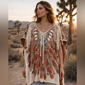 Cecilia Prado Hand Knit Poncho Cape | Anthropologie | Boho Luxe